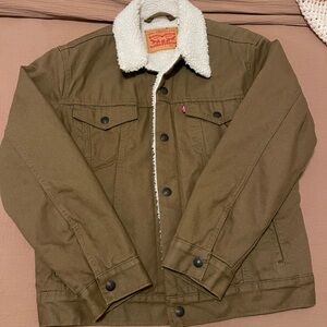 Levi's Green Lightweight Shirt Jacket with Sherpa Collar